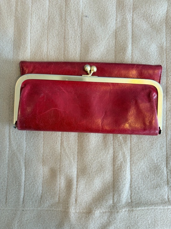 HOBO Other - HOBO Red Leather Frame Wallet with Kiss-Lock